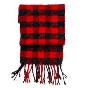 OGGI Canada Scarf Buffalo Print Red & Black Fringe